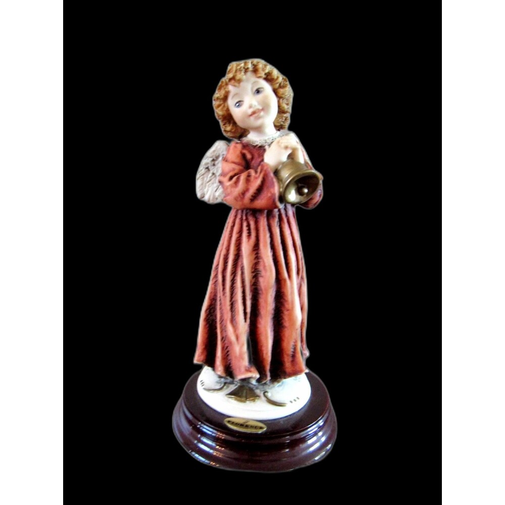 Giuseppe Armani Cherub With Bell, signed 1979, Italy, with 24 Kt Gold accents